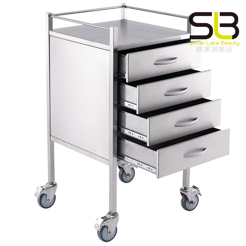 Stainless Steel Medicine Trolley With Drawers