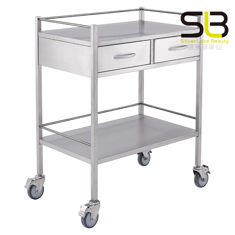 Layer Lab Medical Trolley with 2 Drawer Stainless Steel Rolling Cart