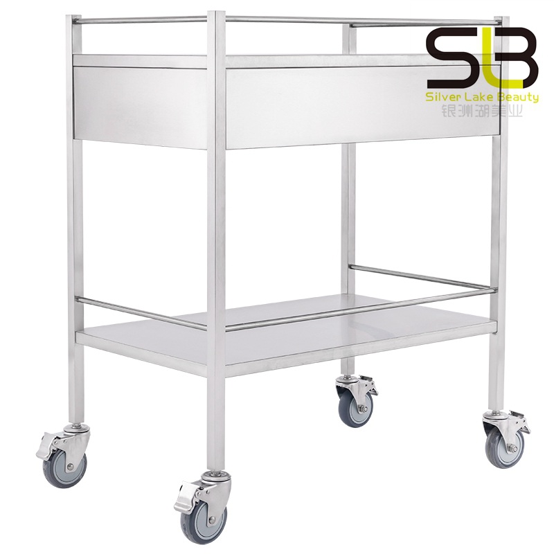 Layer Lab Medical Trolley with 2 Drawer Stainless Steel Rolling Cart