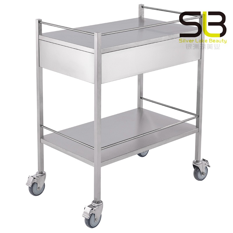 Layer Lab Medical Trolley with 2 Drawer Stainless Steel Rolling Cart