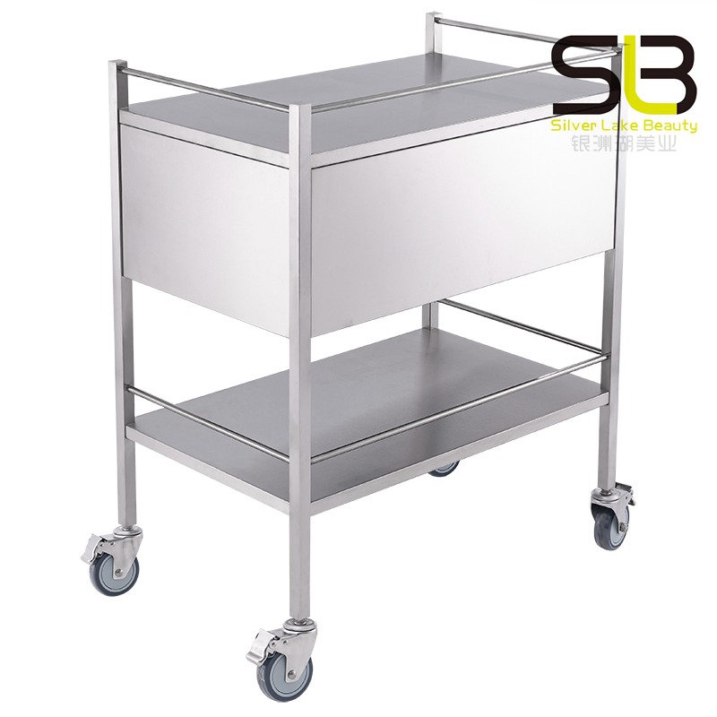 Medical Trolley with Lockable Wheels and Stainless Steel Four Drawers