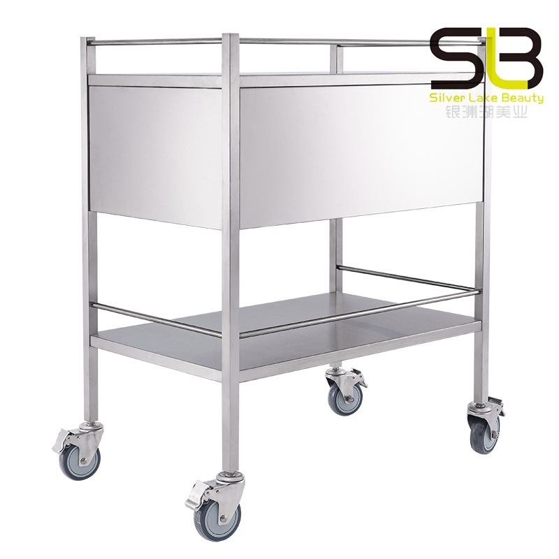 Medical Trolley with Lockable Wheels and Stainless Steel Four Drawers