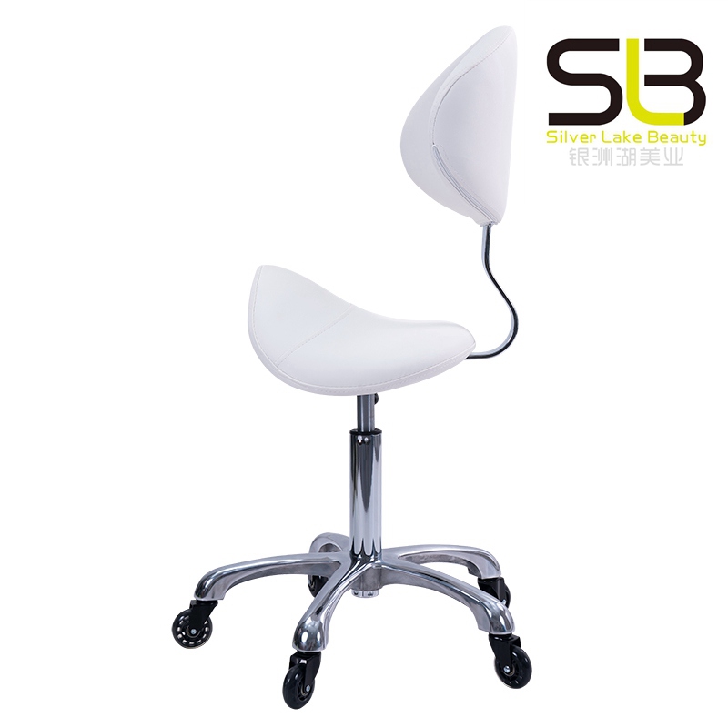 Saddle Stool on Wheels Swivel Adjustable Stool Thick Leather Seat Beauty Massage Stool