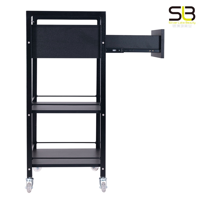 Black Metal Beauty Trolley for Salon Station