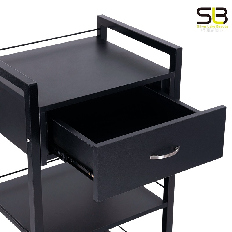 Black Metal Beauty Trolley for Salon Station