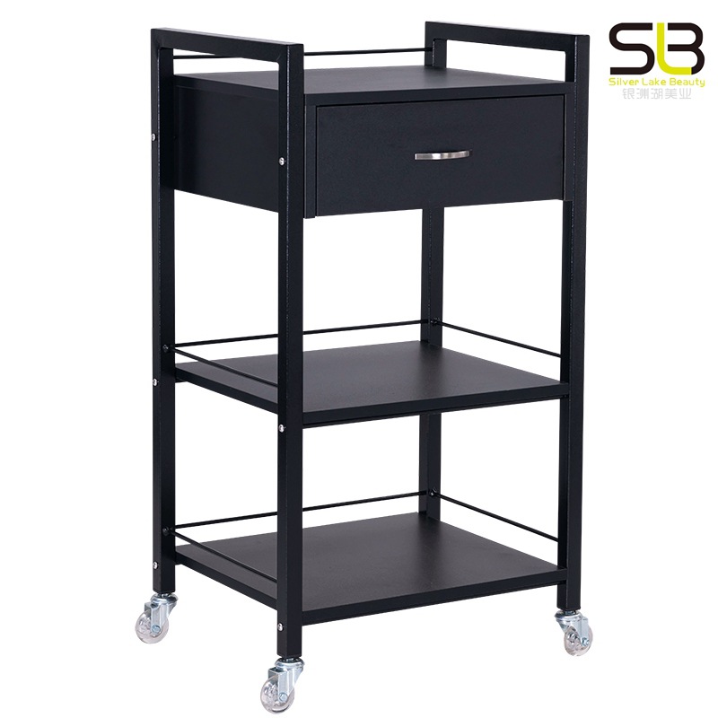 Black Metal Beauty Trolley for Salon Station