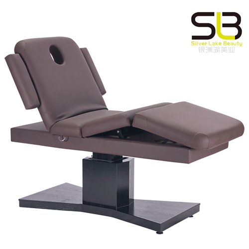 Electric Massage Table Dark Brown Beige top and Base