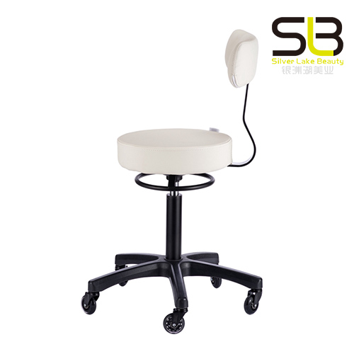 Styled Salon Stool with Backrest and Stabilizing Base